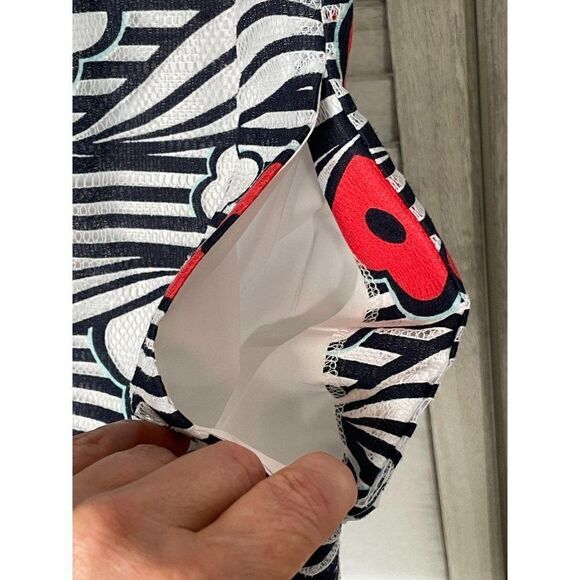 Kaari Blue Red White Blue Lace Floral Dress Size 2 - Picture 6 of 10